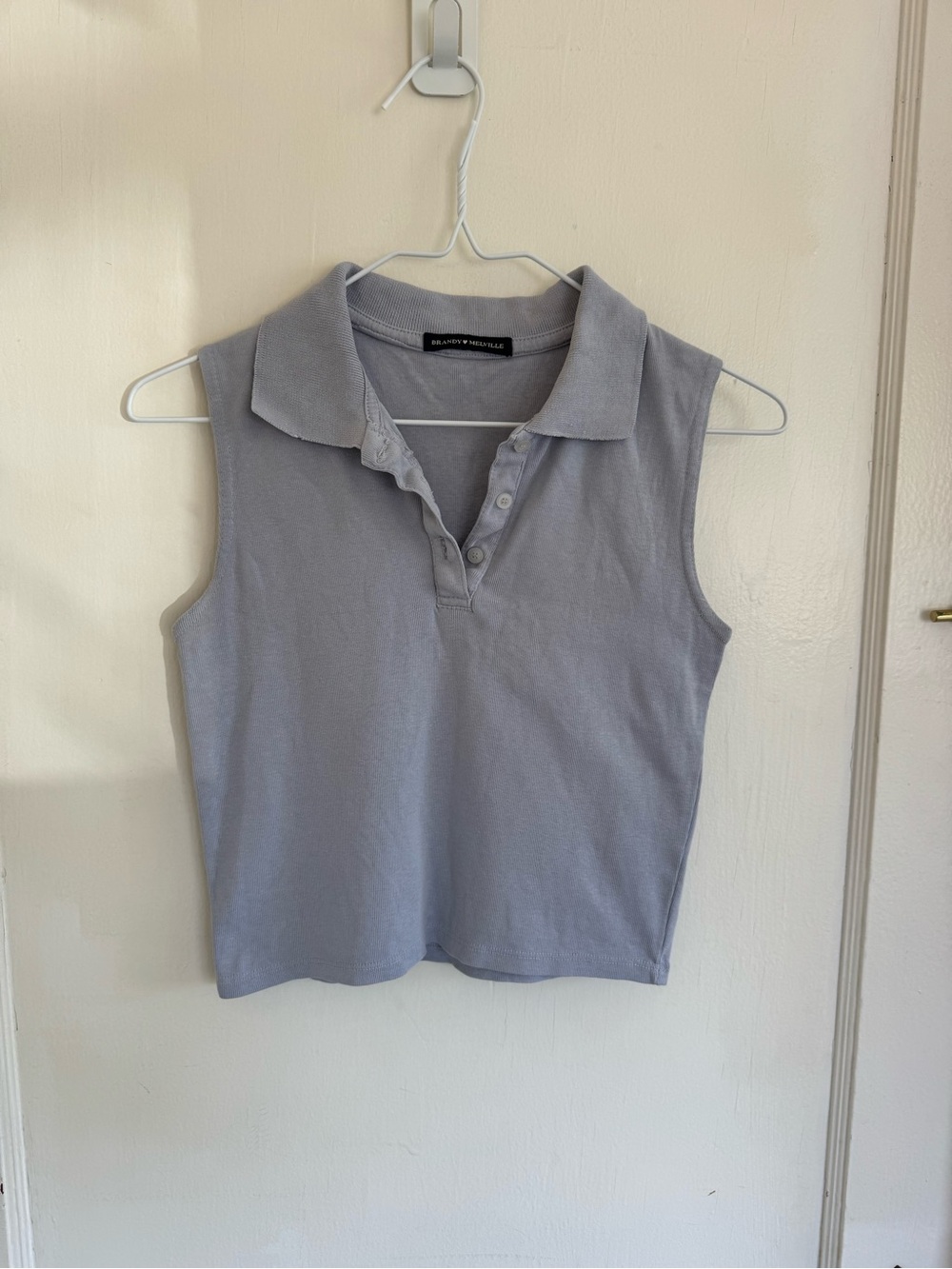 Brandy Melville Light Gray Sleeveless Polo Tank